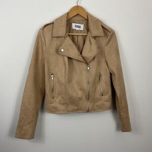 BB Dakota Steve Madden Tan Faux Suede Moto Biker Jacket Women's Size Medium